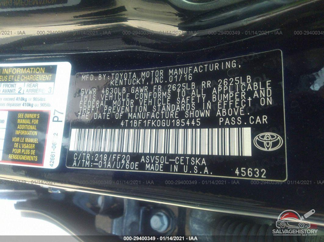 4T1BF1FK0GU185445 2016 TOYOTA CAMRY photo no. 9