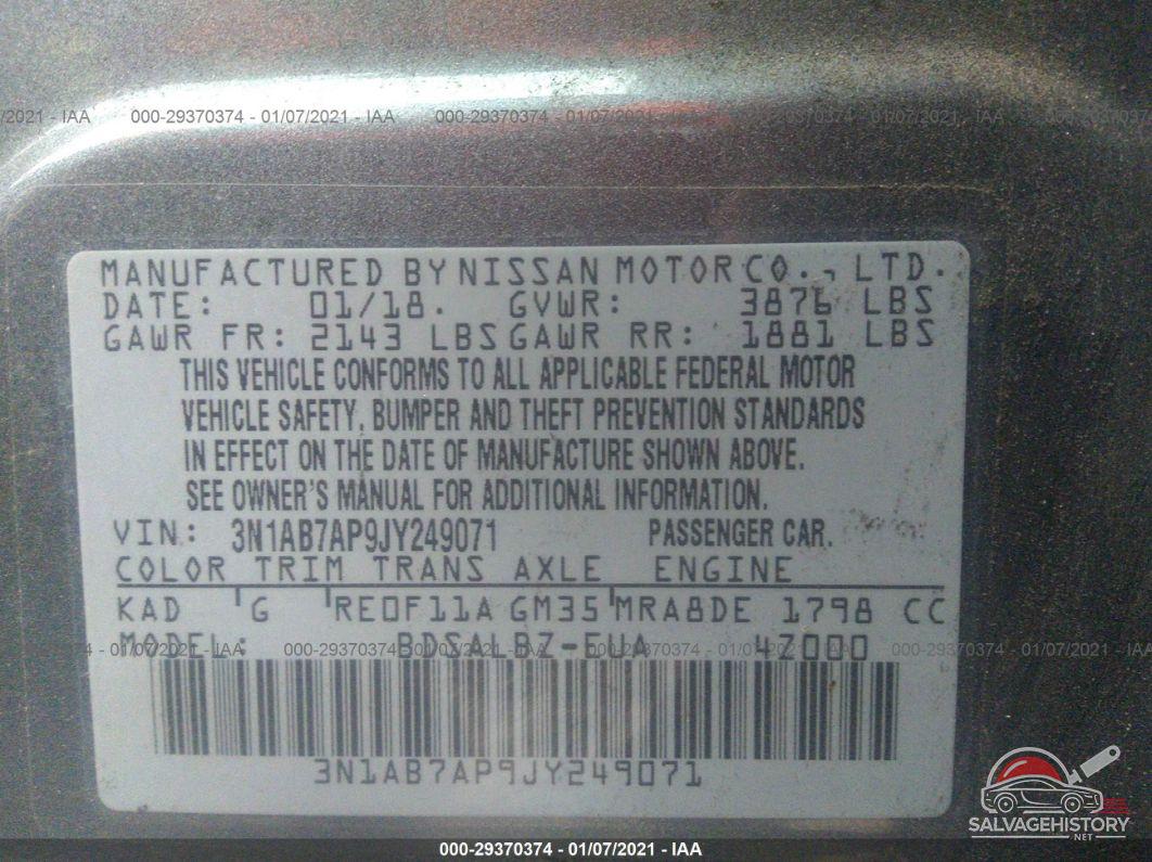 3N1AB7AP9JY249071 2018 NISSAN SENTRA photo no. 9