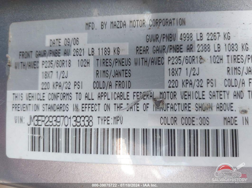 JM3ER293970139338 2007 MAZDA CX-7 photo no. 9