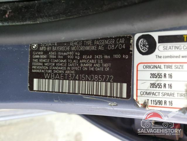 WBAET37415NJ85772 2005 BMW 3 SERIES photo no. 13