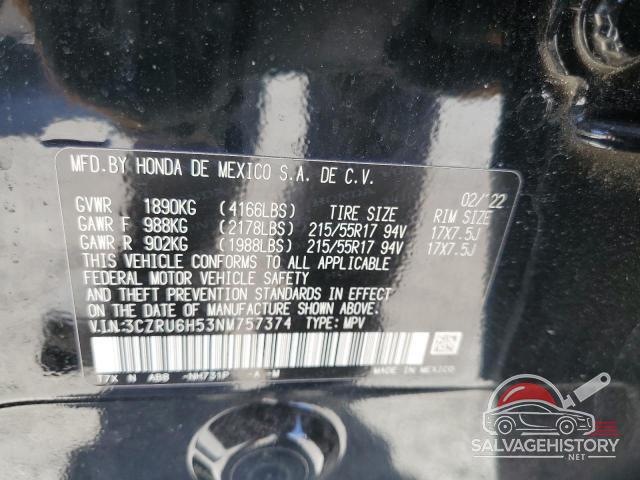 3CZRU6H53NM757374 2022 HONDA HR-V photo no. 13