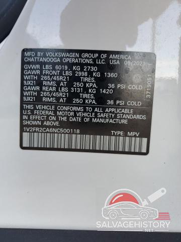 1V2FR2CA6NC500118 2022 VOLKSWAGEN ATLAS photo no. 13