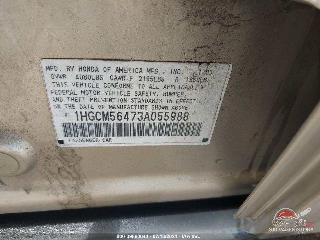 1HGCM56473A055988 2003 HONDA ACCORD photo no. 9