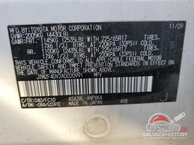 JTMZF4DV2AD020991 2010 TOYOTA RAV4 photo no. 12