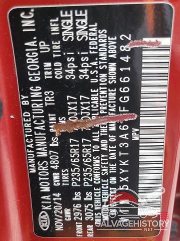 5XYKT3A65FG661482 2015 KIA SORENTO photo no. 12