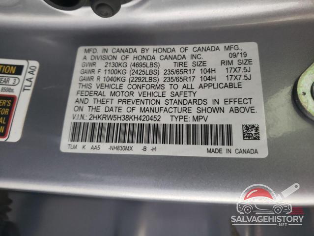 2HKRW5H38KH420452 2019 HONDA CRV photo no. 13