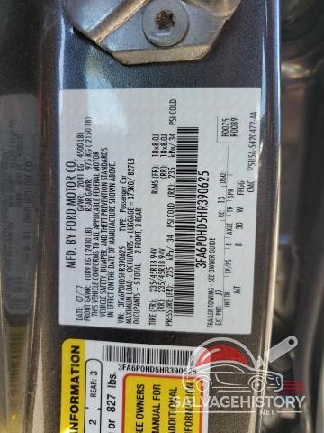 3FA6P0HD5HR390625 2017 FORD FUSION photo no. 12