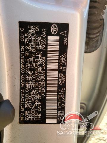 JTDKN3DU9A0146634 2010 TOYOTA PRIUS photo no. 12