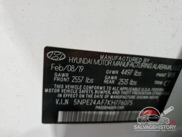 5NPE24AF7KH776075 2019 HYUNDAI SONATA photo no. 13