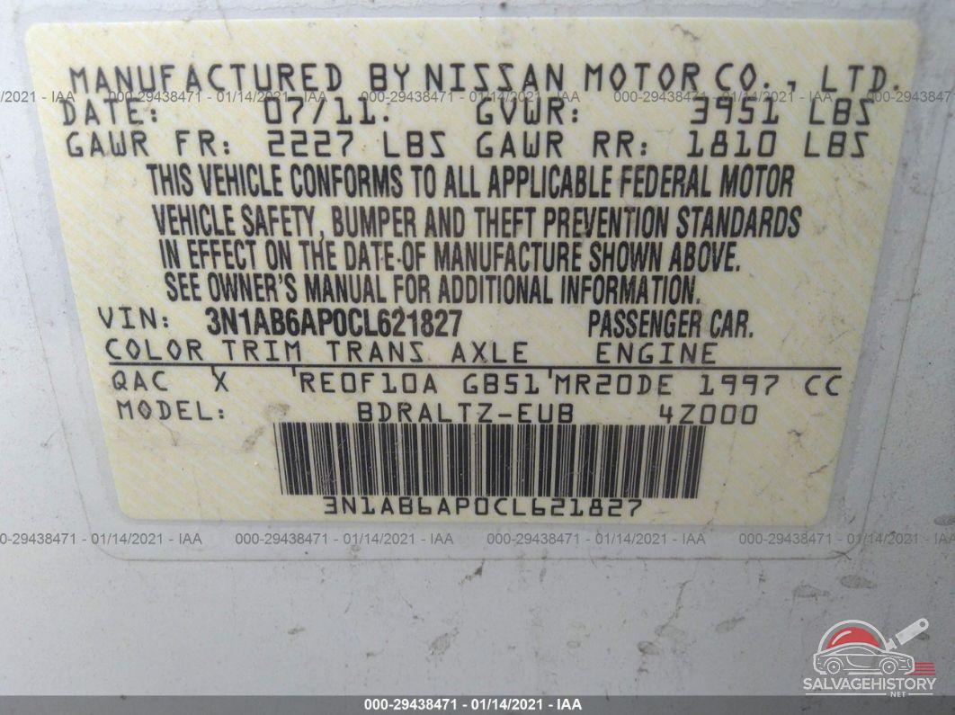 3N1AB6AP0CL621827 2012 NISSAN SENTRA photo no. 9