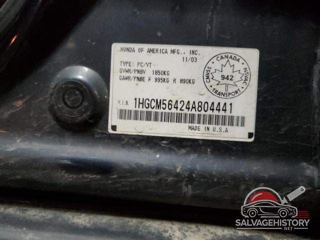 1HGCM56424A804441 2004 HONDA ACCORD photo no. 12