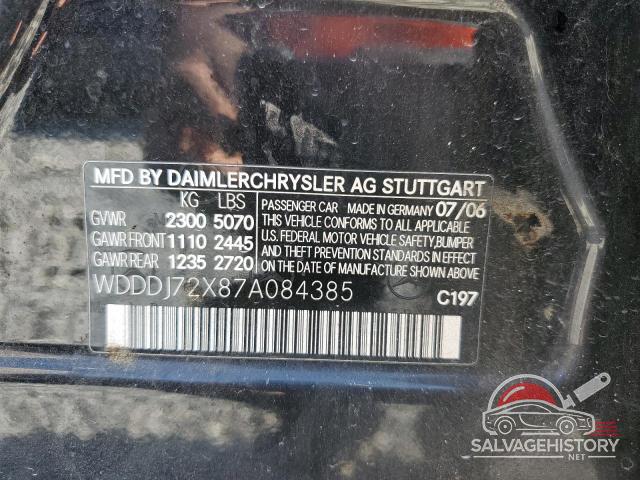 WDDDJ72X87A084385 2007 MERCEDES-BENZ CLS-CLASS photo no. 12