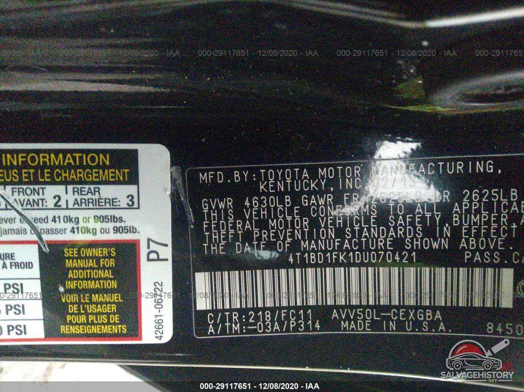 4T1BD1FK1DU070421 2013 TOYOTA CAMRY HYBRID photo no. 9