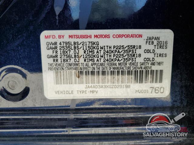 JA4AD3A3XGZ029198 2016 MITSUBISHI OUTLANDER photo no. 14