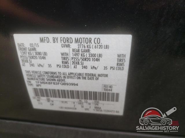 1FM5K8F83FGB93994 2015 FORD EXPLORER photo no. 12