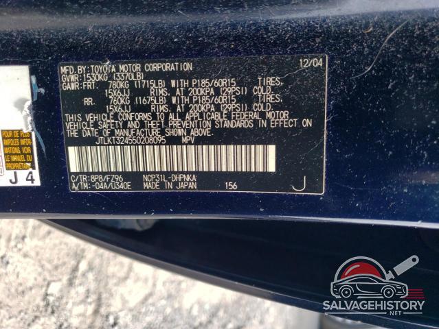 JTLKT324550208095 2005 TOYOTA SCION photo no. 12