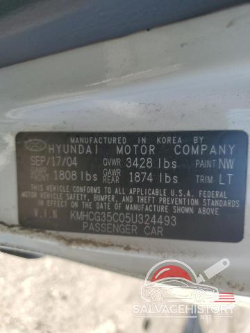 KMHCG35C05U324493 2005 HYUNDAI ACCENT photo no. 12