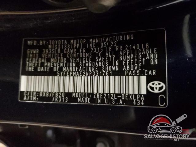 5YFEPMAE2NP331761 2018 TOYOTA COROLLA photo no. 12