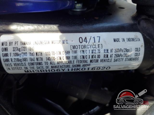 MH3RH06Y1HK016920 2017 YAMAHA YZF600 photo no. 9