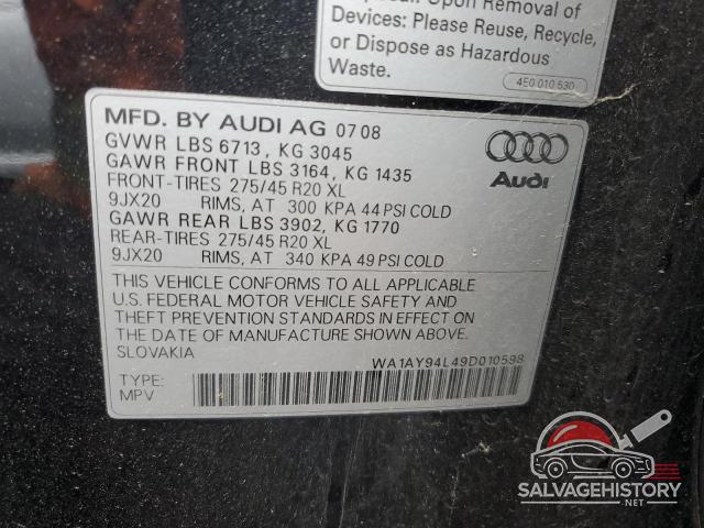 WA1AY94L49D010598 2009 AUDI Q7 photo no. 13