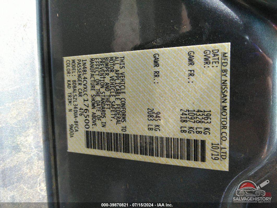 1N4BL4CVXLC176500 2020 NISSAN ALTIMA photo no. 9