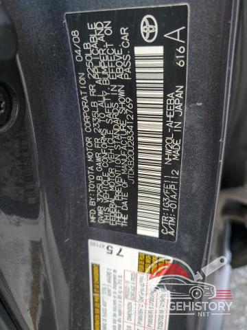 JTDKB20U283412769 2008 TOYOTA PRIUS photo no. 12