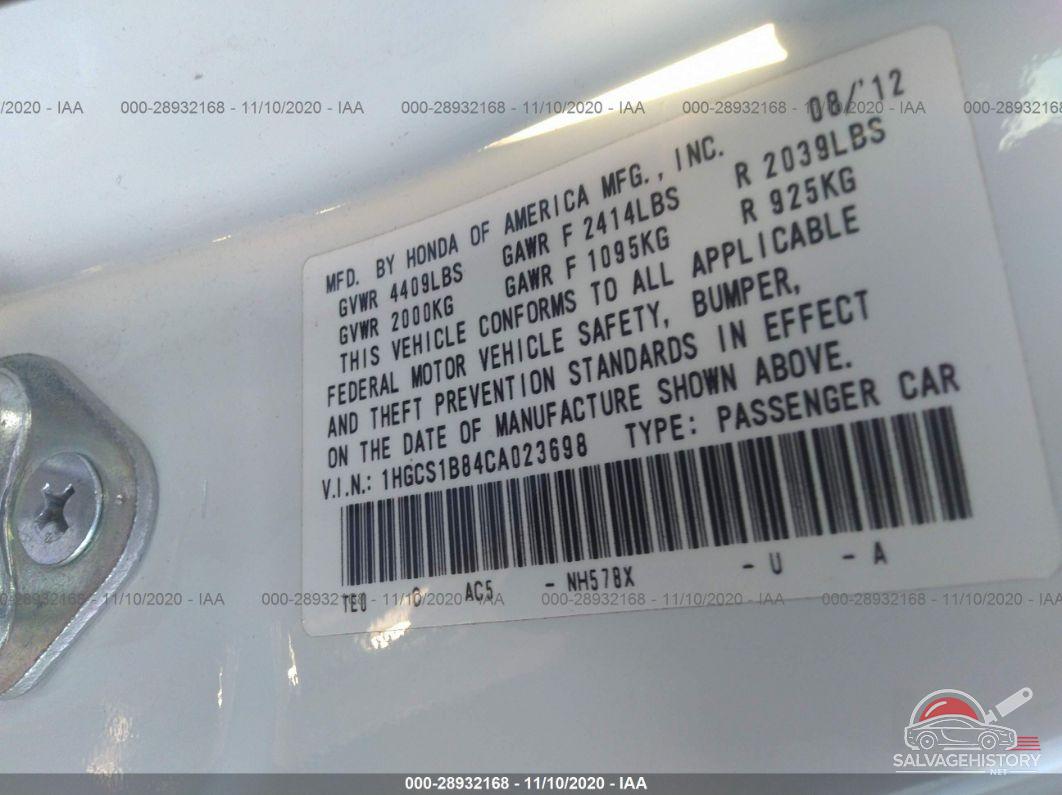 1HGCS1B84CA023698 2012 HONDA ACCORD CPE photo no. 9