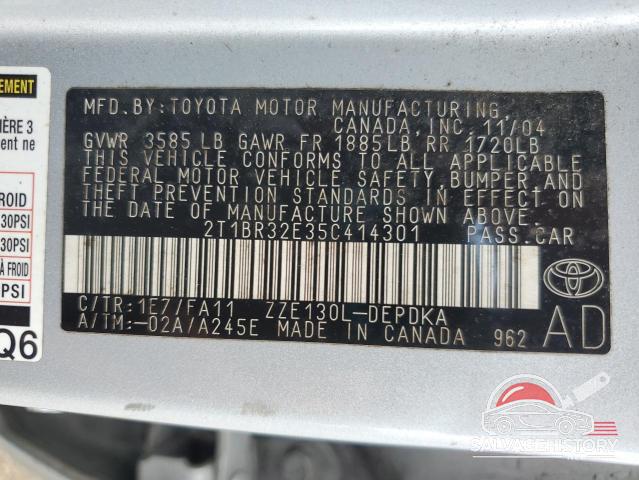 2T1BR32E35C414301 2005 TOYOTA COROLLA photo no. 12