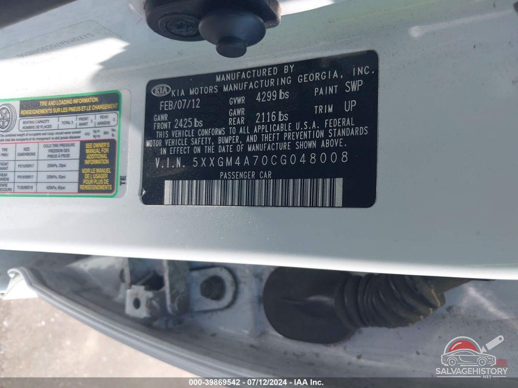 5XXGM4A70CG048008 2012 KIA OPTIMA photo no. 9