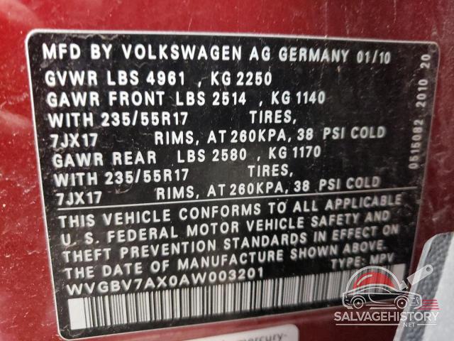 WVGBV7AX0AW003201 2010 VOLKSWAGEN TIGUAN photo no. 13