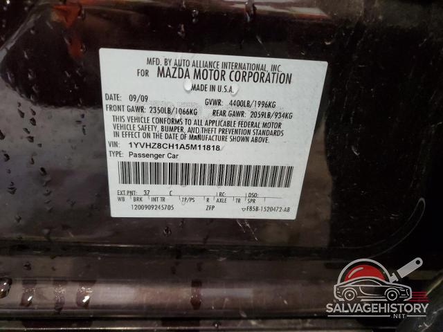 1YVHZ8CH1A5M11818 2010 MAZDA 6 photo no. 12