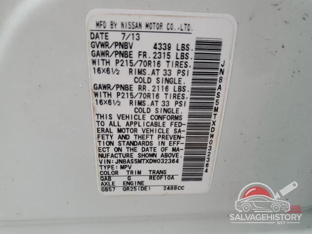 JN8AS5MTXDW032364 2013 NISSAN ROGUE photo no. 14