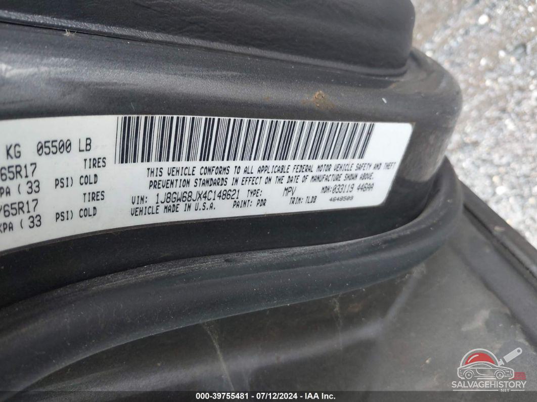 1J8GW68JX4C248621 2004 JEEP GRAND CHEROKEE photo no. 9