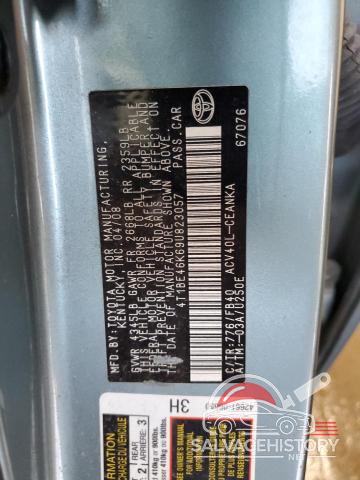 4T1BE46K69U823057 2009 TOYOTA CAMRY photo no. 12