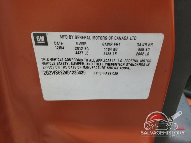 2G2WS522451236439 2005 PONTIAC GRANDPRIX photo no. 12
