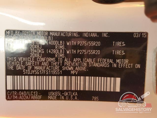 5TDJY5G17FS119551 2015 TOYOTA SEQUOIA photo no. 13