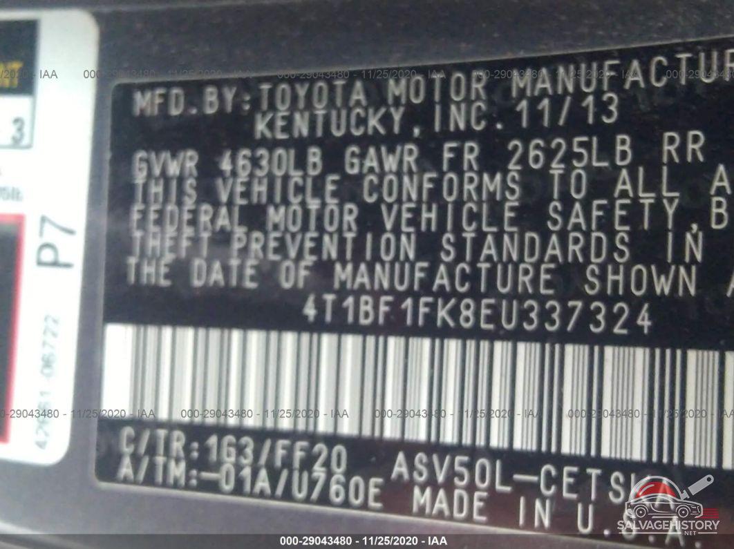 4T1BF1FK8EU337324 2014 TOYOTA CAMRY photo no. 9