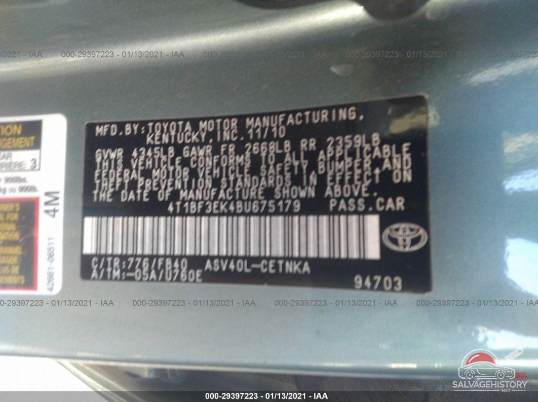 4T1BF3EK4BU675179 2011 TOYOTA CAMRY photo no. 9