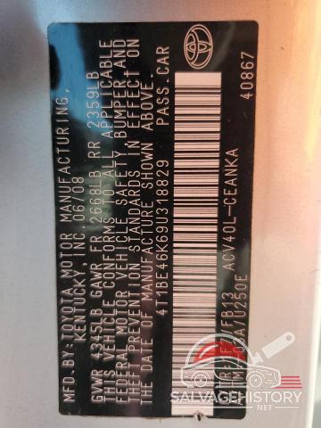4T1BE46K69U318829 2009 TOYOTA CAMRY photo no. 12