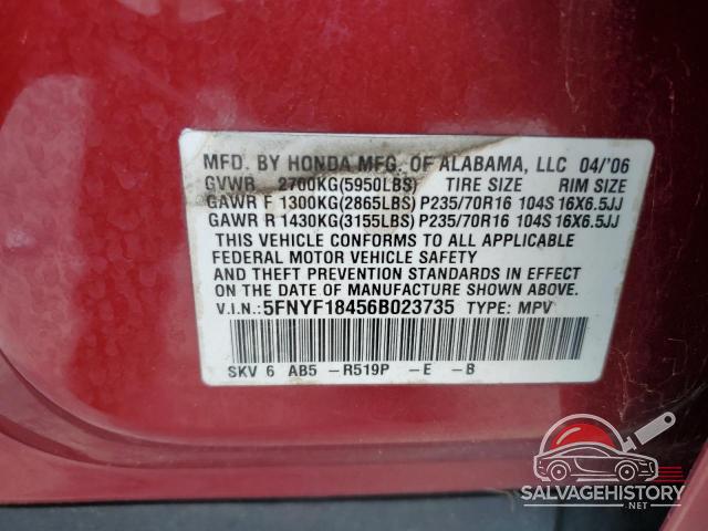 5FNYF18456B023735 2006 HONDA PILOT photo no. 13
