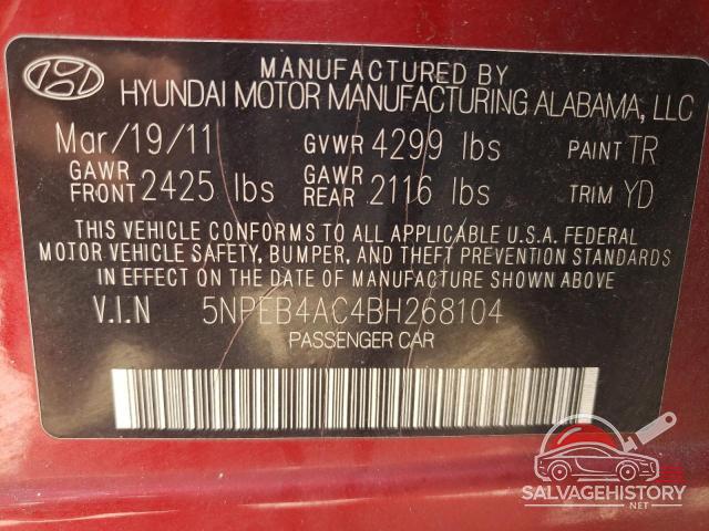 5NPEB4AC4BH268104 2011 HYUNDAI SONATA photo no. 12