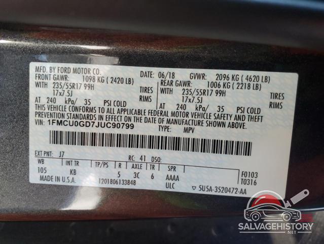 1FMCU0GD7JUC90799 2018 FORD ESCAPE photo no. 13