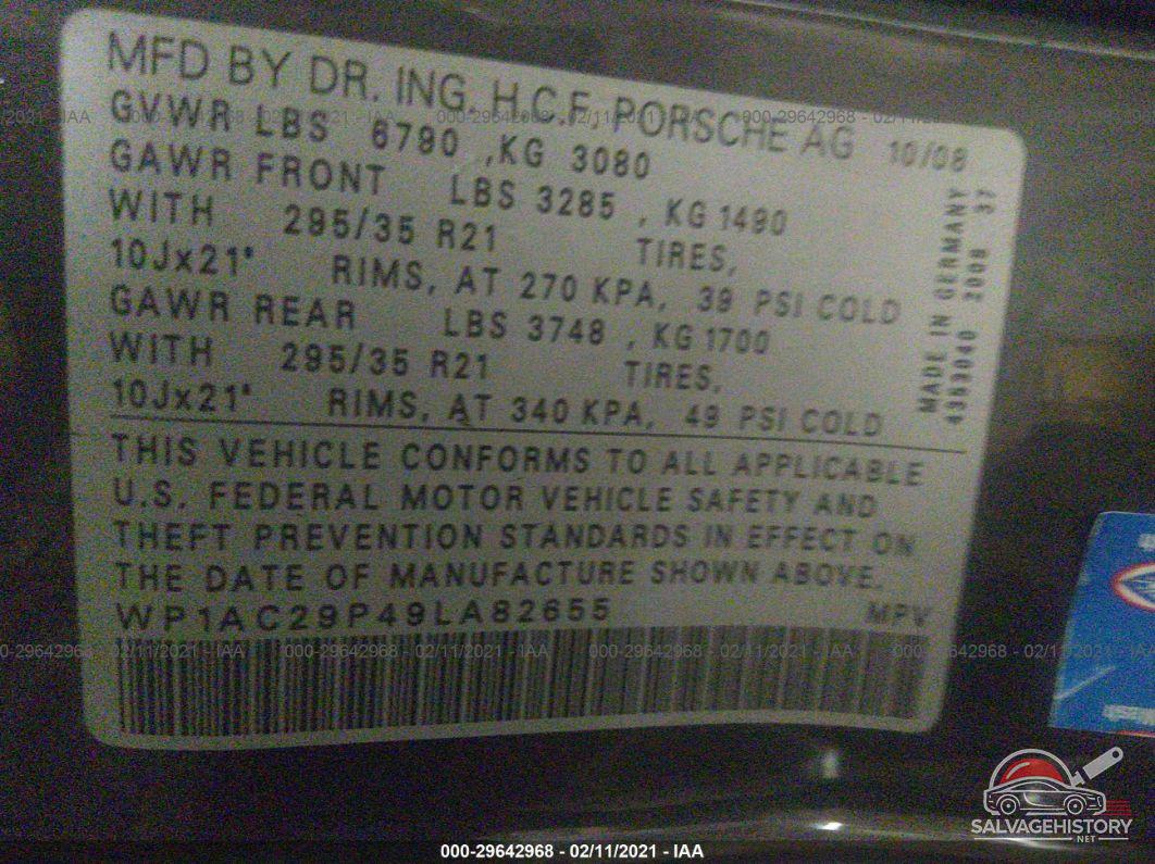 WP1AC29P49LA82655 2009 PORSCHE CAYENNE photo no. 9