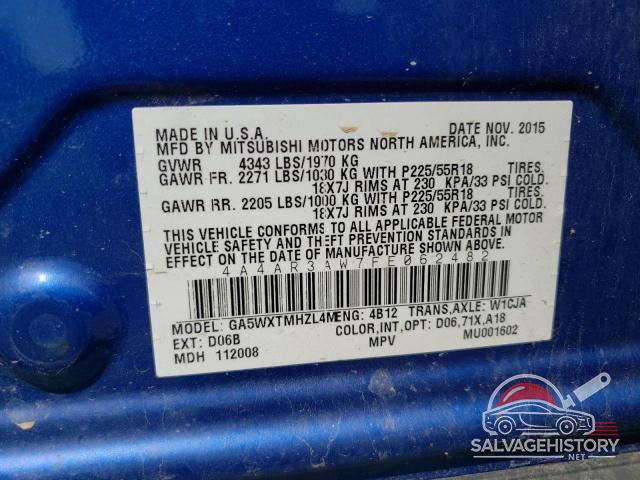 4A4AR3AW7FE062482 2015 MITSUBISHI OUTLANDER photo no. 12