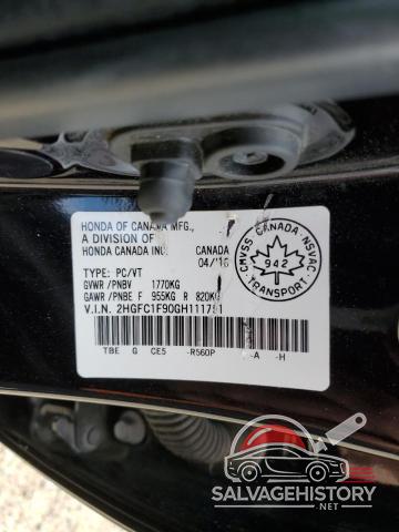 2HGFC1F90GH111751 2016 HONDA CIVIC photo no. 12