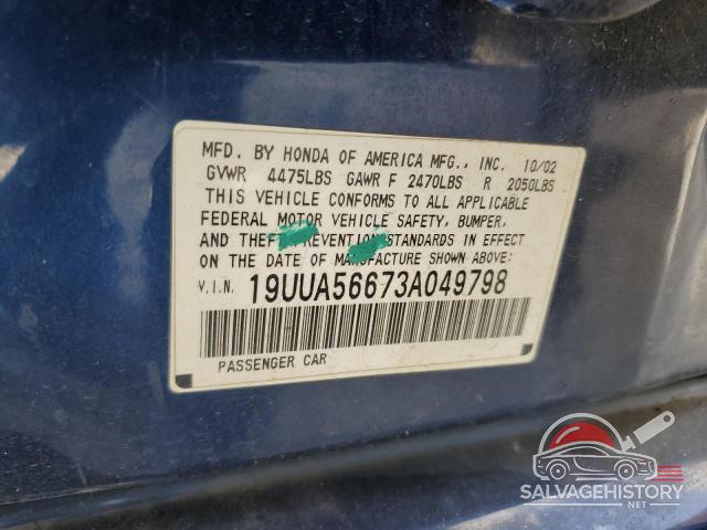19UUA56673A049798 2003 ACURA TL photo no. 12