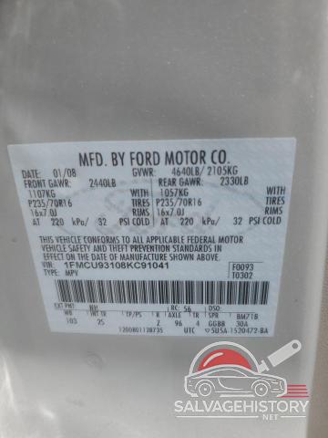 1FMCU93108KC91041 2008 FORD ESCAPE photo no. 13