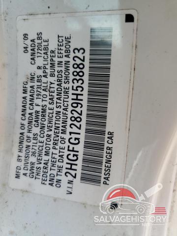 2HGFG12829H538823 2009 HONDA CIVIC photo no. 12