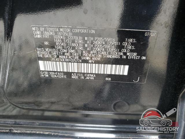 JTLKE50E881025774 2008 TOYOTA SCION photo no. 12