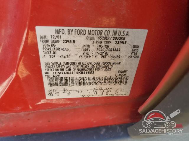1FMYU04112KB56853 2002 FORD ESCAPE photo no. 12